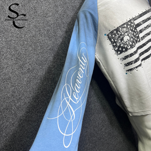 Custom Top Quality Printed Long Sleeve <b>Shirt</b> 100% Cotton French terry Fabric Dirty Fade And Rhinestone Best Street wear Style - Product Image 4