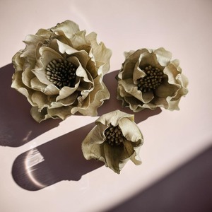 VADEE Premium Vintage Rose Ivory Sola Wood Flowers Sustainable Craft Handmade 10 cm Sesbania Plant <b>Stick</b> Home Star Magnolia - Product Image 3