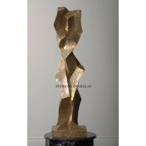 Ensemble de 2 sculptures en feuilles d'or de haute qualité, décoration de table, design artistique contemporain pour la maison et le salon d'hôtel - Product Image 6