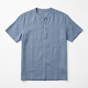 <b>Men's</b> Summer Linen <b>Henley</b> <b>Top</b> | Breathable Casual Button Neck Tee | OEM ODM Wholesale Factory | Private Label | Low MOQ - Product Image 3