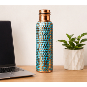 Botella de Agua Metálica de Cobre Martillado Hecha a Mano, Ecológica, con Diseño Cincelado Premium y Acabado Lacado, Venta al Por Mayor - Product Image 6