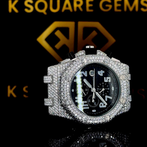 Nouvelle montre de luxe automatique à quartz résistante à l'eau VVS unisexe en acier inoxydable avec bracelet en cristal saphir et diamants - Product Image 1