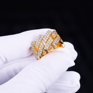Moissanite Diamond Men's & Women's Cuban <b>Ring</b> Hip Hop Style Bling Design 925 Sterling Silver Wedding <b>Iced</b> Out Unisex Jewelry - Product Image 2