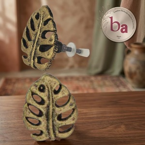 Ba Tropical Monstera Leaf Zinc Alloy <b>Drawer</b> <b>Knob</b> Furniture Handle for Home Office Decor - Product Image 3