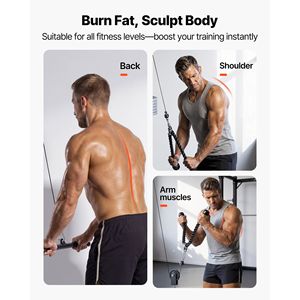 Sistema di Pulegge LAT con Maniglie a Doppia Presa, Barra Corta, Accessorio per Rack da Palestra, 1 Pezzo, Sistema di Pulegge con Cavi in Acciaio per Home Gym - Product Image 6