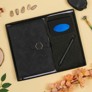 Agenda Ejecutiva Aurelux A5 de Cuero Sintético Negro, con Bolígrafo, Tarjetero, Estuche, Planificador de Reuniones de Oficina, Logotipo Personalizado Corporativo - Product Image 1