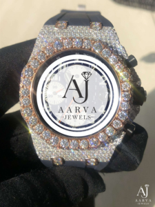 AARVA JEWELS นาฬิกาโครโนกราฟสแตนเลสสตีลสุดหรูสำหรับผู้ชาย 43 มม. หน้าปัดกลม คริสตัลแซฟไฟร์ ควอตซ์ โมชั่น ฟอลดิ้ง คลาสป์ - Product Image 1
