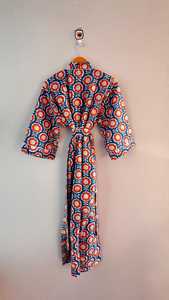 Robe kimono en coton imprimé pour femme, longue tenue de plage, col en V, manches longues, séchage rapide, imprimé magnifique, kimono toutes saisons - Product Image 4