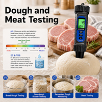 Testeur numérique 4-en-1 de pH alimentaire avec sonde pointue, pH, EC, TDS et température, avec sonde remplaçable pour viande, fromage, pain, pâte et sol