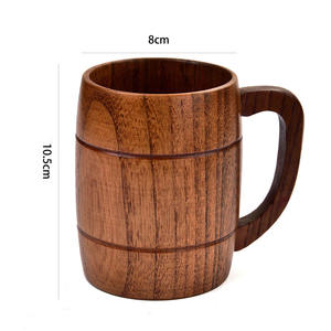Wooden Cylinder Beer Mug & Coffee/Tea <b>Cups</b> with Handle 300ml Dishwasher Safe Eco-Friendly Drinkware - Product Image 6
