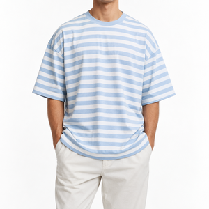 T-shirt imprimé oversize pour homme, qualité supérieure, 100% coton 280 g/m², coupe carrée, design uni vierge, tricoté en polyester/coton - Product Image 3