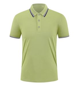 เสื้อโปโลแขนสั้นสีเขียวเข้มสำหรับผู้ชาย สีพื้น ติดกระดุม ผ้าทอแบบลำลอง ทรงปกติ - Product Image 2