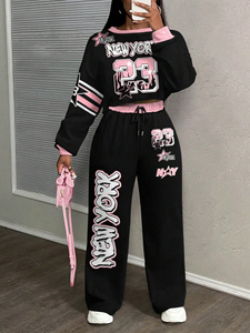 Women Heavy <b>Weight</b> Plus Size <b>Ladies</b> Tracksuits Cotton French Terry Embroidery Acid Wash Women Tracksuits OEM Wholesale - Product Image 4