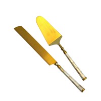 2-teiliges Tortenbesteck-Set mit Perlmuttgriff, Edelstahl-Tortenmesser und Tortenheber, als Hochzeitsgeschenk geeignet