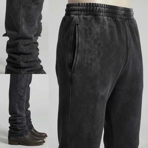 Pantalones Deportivos Negros Vintage con Lavado Ácido para Hombre, Pantalones Formales de Algodón Grueso, Joggers Acampanados con Acabado Mate Suave y Ecológico - Product Image 4