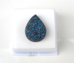 Gema de cuarzo Drusy azul místico en forma de pera, para la fabricación de joyas (20 x 15 mm) - Product Image 1