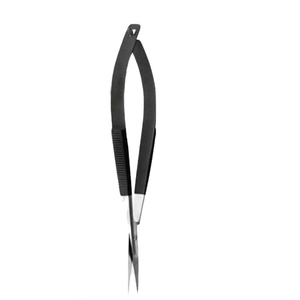 Tijeras para Cejas de Primera Calidad, Color Negro, con Mecanismo de Resorte, Acero Inoxidable, Curvas, para Diestros, Tijeras de Manicura - Product Image 1