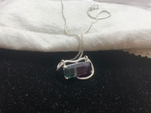 <b>Rainbow</b> Necklace Gradient Colored square Cubic Zirconia Necklace Stainless Necklace Gemstone Handmade Jewelry <b>Top</b> Quality - Product Image 2