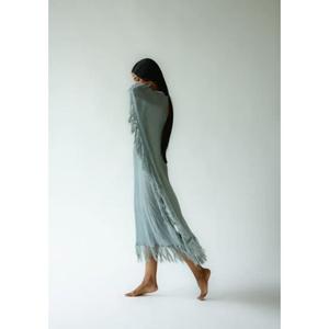 Vestido Maxi Kaftán Holgado para Mujer, Estilo Boho, Cuello en V, Sin Mangas, Largo hasta el Suelo, 100% Algodón con Borlas, Ideal para la Playa en Verano - Product Image 2