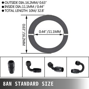 Kit universale per tubi carburante 8AN (tubo intrecciato da 32,8 piedi, diametro interno 11,11 mm, 20 pezzi in acciaio inossidabile) - Product Image 5