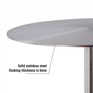 Mesa de Comedor Redonda Moderna de Acero Inoxidable con Base de Pedestal, Superficie de Metal Cepillado, Fácil de Limpiar, para Restaurante y Hotel - Product Image 6