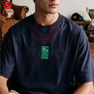 T-shirt en coton surdimensionné vert menthe pour homme, avec impression de logo sur le devant, haute qualité - Product Image 3