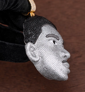 Pendentif personnalisé 3D en moissanite sertie de pierres, breloque visage taille brillant rond, bijoux hip-hop pour soirée - Product Image 2