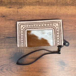 Portefeuille de sculpture en fourrure de vachette usinée à la main, pochette pour étui de téléphone, Offre Spéciale multi-usages, portefeuilles en cuir occidental - Product Image 2