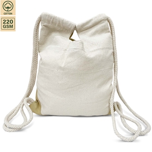 10 Ounce Non Laminated Cotton Canvas <b>Drawstring</b> <b>Backpack</b> Gym Sports 32x40x12 cm Custom Logo Wholesale OEM Reusable Model SPL195 - Product Image 2