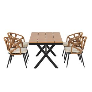 Set da Giardino Contemporaneo U_Style con Sedie in Rattan PE e Tavolo in Legno Plastico per Giardini e Prati - Product Image 3