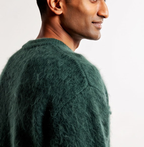 Pull en mohair pour homme, 100% laine acrylique, col rond, pull uni pour l'hiver, anti-boulochage, manches longues, pull pour homme - Product Image 4