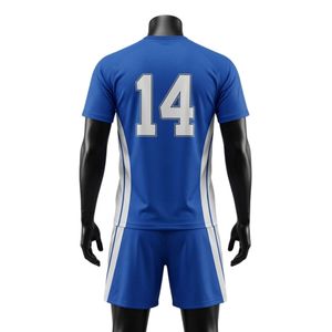 Men Royal Blue White Sublimated Netball Jersey Shorts Set Polyester Lightweight <b>Athletic</b> Team Uniform Performance Apparel - Product Image 2