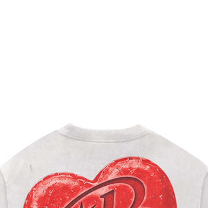 Oversized Crop T-<b>Shirt</b> <b>Men</b> Short Sleeve Red Heart Print Turtleneck Jersey Knitted 100% Cotton <b>Silk</b> Screen Printing Front Logo - Product Image 4
