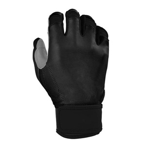 Guantes de Bateo de Cuero Negro con Palma Acolchada y Cierre de Gancho y Bucle para Entrenamiento, Unisex, Adulto - Product Image 3