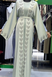 High Quality Modest Style Dubai Beaded Sequined <b>Long</b> Sleeve Abaya Muslim Traditional Handmade Wedding Women Breathable Abaya - Product Image 5
