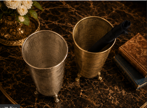 Traditional Brass Decorative <b>Vases</b> with Lion Paw Feet Round Indoor Home Decor for Living Room Durable Design - Product Image 2