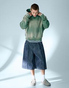 Sweat-shirt à capuche oversize pour homme, vert uni, en coton French Terry, décontracté, pour l'automne, avec poche, coupe classique, respirant, 300g - Product Image 3