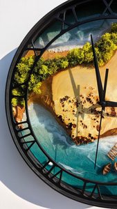 Moss Wood Wall <b>Clock</b>: Epoxy Resin & Preserved Moss <b>Art</b> - Product Image 2