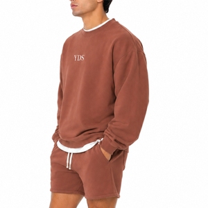 Conjunto de Sudadera de Manga Larga y Pantalones Cortos para Hombre, Estilo Casual, Felpa Francesa, Ropa de Estar en Casa, Otoño, Estilo Moderno para el Día a Día - Product Image 3