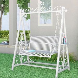 Chaise suspendue classique en fer forgé pour cour, balcon, pelouse et patio avec un design métallique artisanal attrayant - Product Image 2