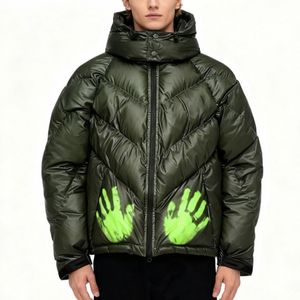 Custom Thermochromic <b>Jacket</b> Streetwear <b>Crop</b> Vintage Heavyweight Winter Hooded Windproof Color Change Down <b>Puffer</b> <b>Jacket</b> Coat - Product Image 1