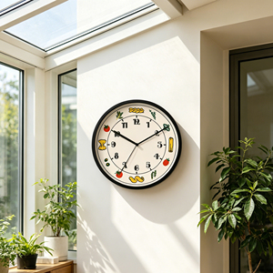 12 Inch Pasta Restaurant Theme Beige Black Silent Quartz Analog <b>Wall</b> <b>Clock</b> Warm Earthy Tone <b>Kitchen</b> Cafe Restaurant Decor - Product Image 2