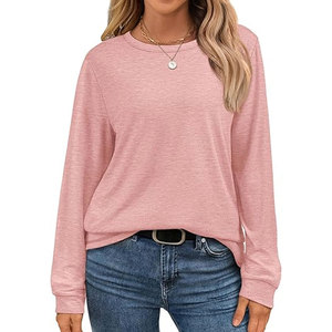 เสื้อยืดแขนยาวคอกลมผ้าฝ้ายเนื้อนุ่มใส่สบายสำหรับผู้หญิง - Product Image 1