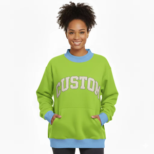 Manufacturer Wholesale Custom Logo High Quality Varsity French Terry Fleece Knitted Cotton <b>Blends</b> Women Oversized Mockneck - Product Image 5
