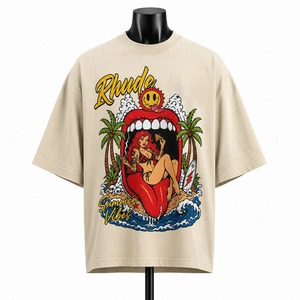 Camiseta Oversize de Algodón 100% de Alta Calidad, Estilo Urbano, con Hombros Caídos y Estampado Gráfico, Personalizada - Product Image 1