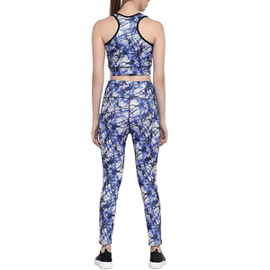 Ensemble de vêtements de sport OEM en gros avec impression par sublimation, motif marbre abstrait, ensemble deux pièces avec leggings, survêtement de fitness pour femmes, extensible dans les quatre sens - Product Image 4