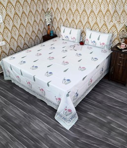 Stylish Jaipur Hand Block Print Cotton Bedsheet <b>Set</b> Floral Indian Boho Bedding with <b>Pillow</b> Covers - Product Image 6