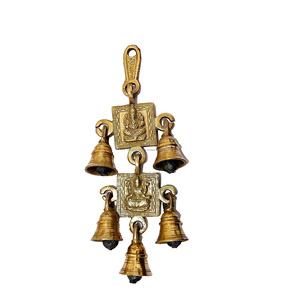 Onduloxmi ganhb — cloches murales, décoration de porte, carillon à vent, finition dorée, tentures de Temple, Mandir - Product Image 1