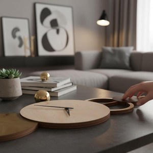 Large Wooden <b>Wall</b> <b>Clock</b> <b>Silent</b> Movement for Living Room - Product Image 4