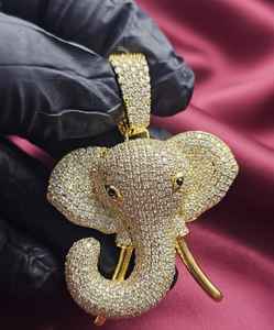 Colgante de Cabeza de Elefante de Moissanita con Incrustaciones de Diamantes, Estilo Hip Hop para Fiesta, Plata 925, Joyería Fina de Lujo, Colgantes y Dijes - Product Image 1